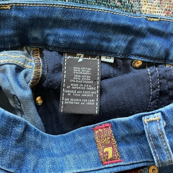 7 For All Mankind Blue Skinny Jeans 25x29 High-Rise Stretch Denim Distressed Y2K - Picture 16 of 16